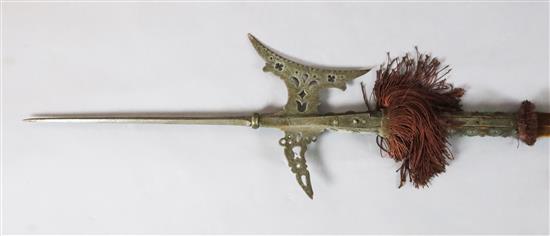 A Continental steel halberd, 87in.